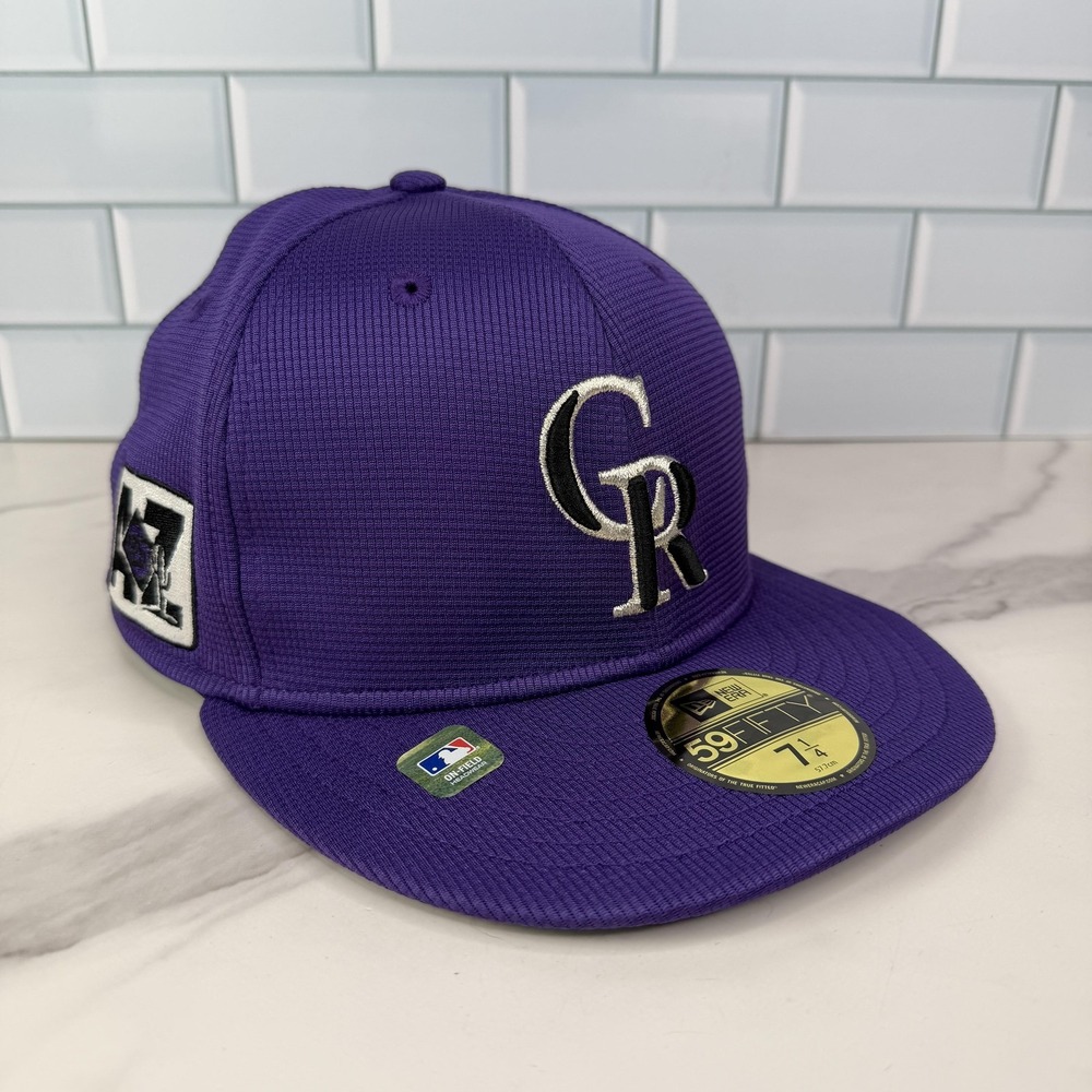 Colorado Rockies Hat Cap‎ Fitted Mens 7 1/4 MLB Baseball 59FIFTY New Era Purple